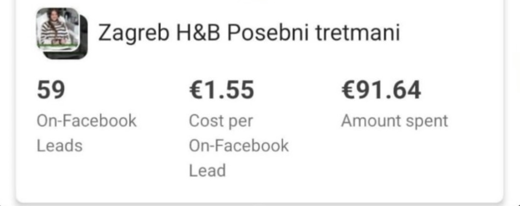 Rezultati kampanje: 59 upita po 1,55 €
